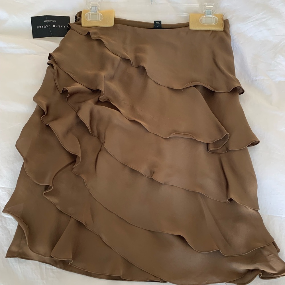 Ralph Lauren Copper Silk Scalloped Skirt